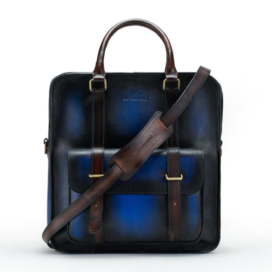 THE LAMASSU® (Lysander) 2-in-1 Backpack & Shoulder Bag Made of Genuine Leather – Business Laptop Bag 15.6 inch, Unisex, Carry-on, Security Clasp & Double Shoulder Straps – Leather Bag
