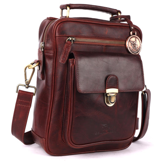 THE LAMASSU® (Zane) Leather Shoulder Bag & Crossbody – Genuine Leather – Unisex – With Tablet Compartment up to 9.7 Inch – Luxury Gift Packaging