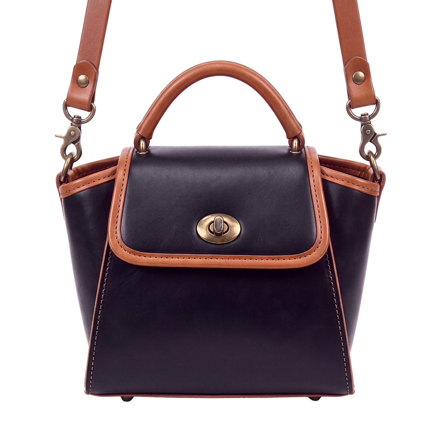 DE LAMASSU® (Serra) leren handtas met draaisluiting en schouderband – Limited Edition