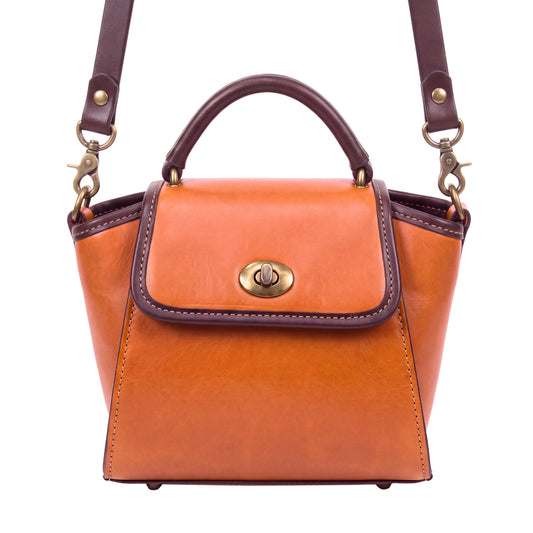 DE LAMASSU® (Serra) leren handtas met draaisluiting en schouderband – Limited Edition