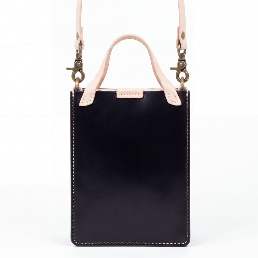 DE LAMASSU® (Alta) verticale leren mini tote met schouderband – Limited Edition