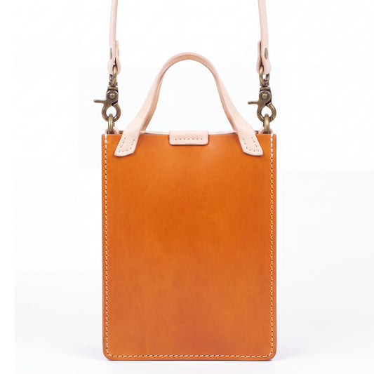 DE LAMASSU® (Alta) verticale leren mini tote met schouderband – Limited Edition