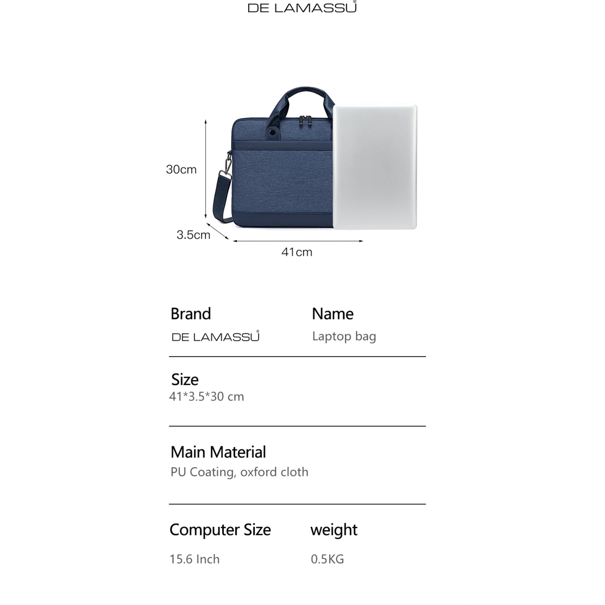 DE LAMASSU Lira laptoptas blauw