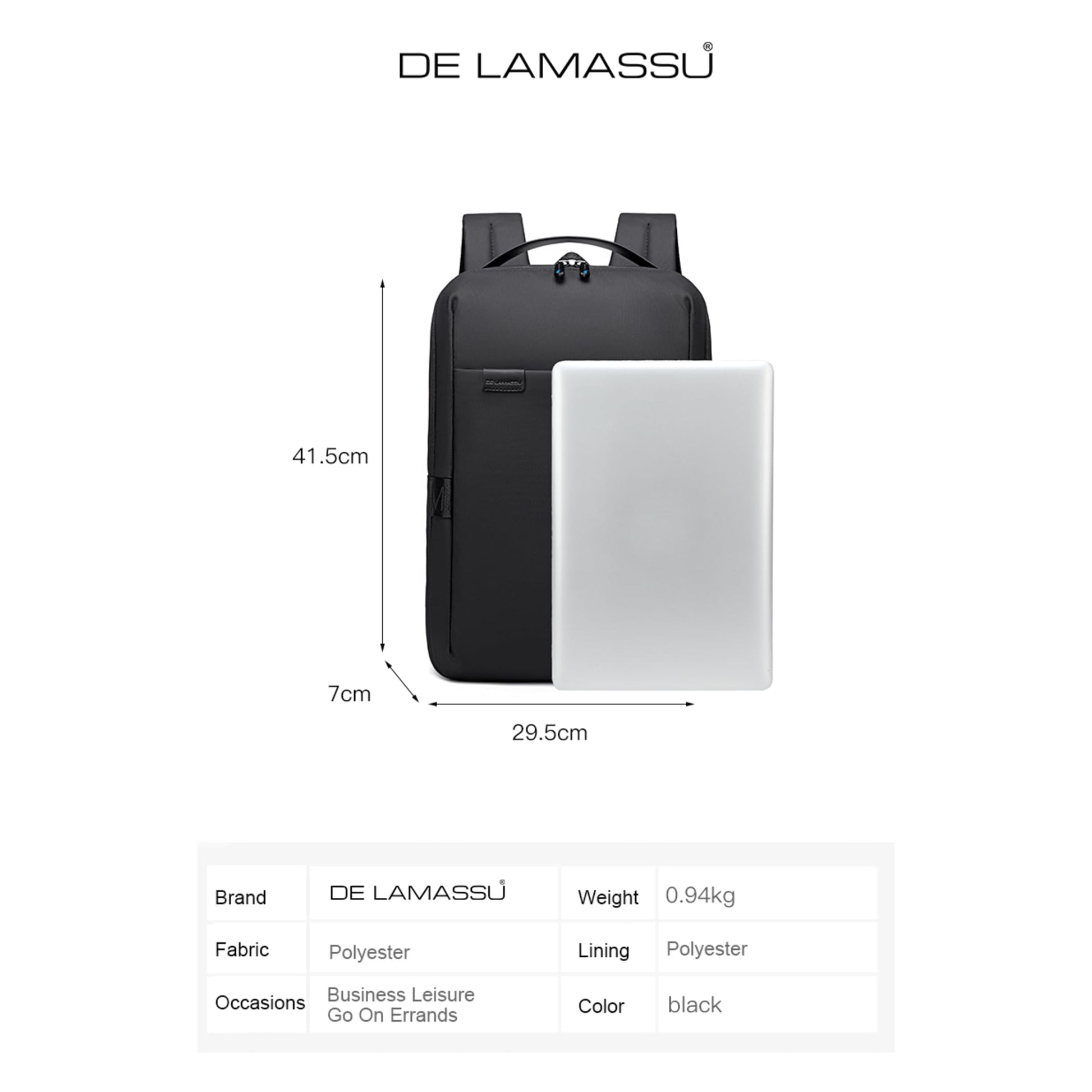 DE LAMASSU® (Milo) Laptoprugzak 16 Inch - Slank & Lichtgewicht DE LAMASSU® (Milo) Laptoprugzak 16 Inch - Slank & Lichtgewicht