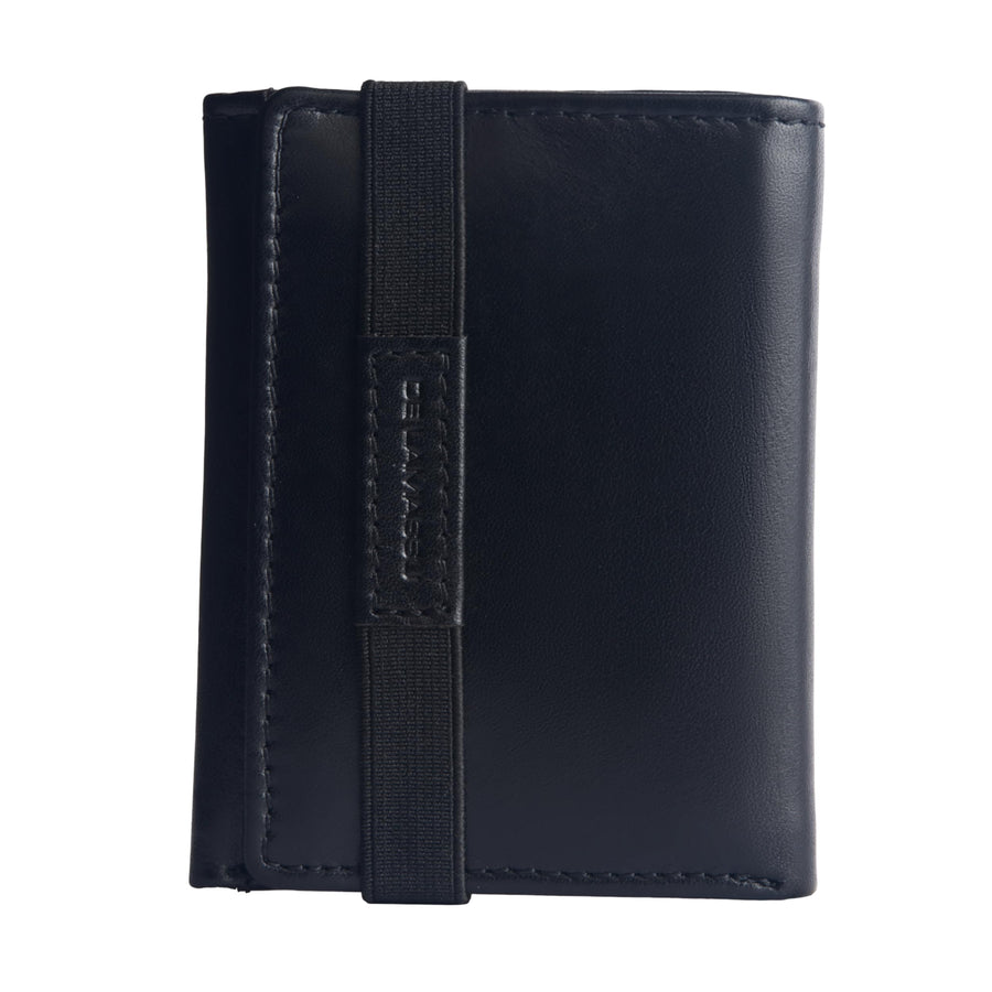 THE LAMASSU® (Tobi) Slim Wallet & Kartenhalter aus echtem Leder – RFID-Schutz, 10 Kartenfächer, Geldscheinfach, Münzfach mit Reißverschluss, Gummibandverschluss – Unisex – Geschenkverpackung – 8 × 10 cm