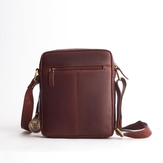 DE LAMASSU® (Nico) Echt leren schoudertas, 20 × 6,5 × 24 cm, unisex crossbodytas voor iPad Mini, vintage design