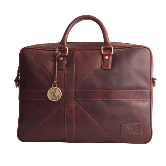 The LAMASSU® (Orion) premium genuine leather laptop bag, 41 × 30 × 7.5 cm, padded 16-inch laptop compartment
