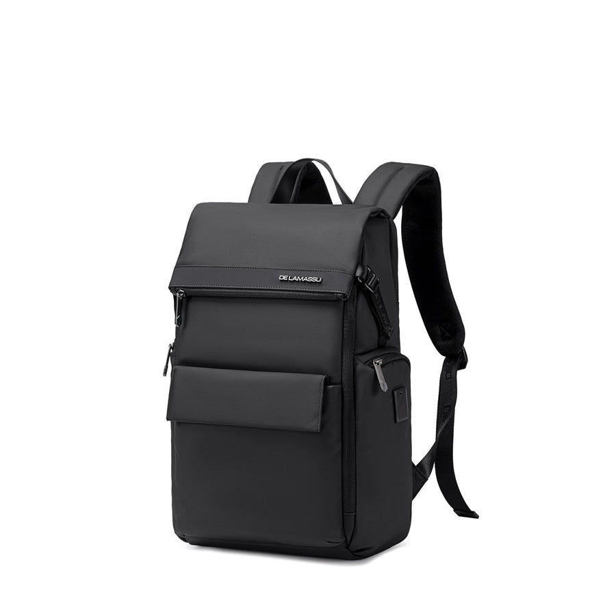 LAMASSU® (Felix) bærbar rygsæk 16 tommer – vandtæt & letvægt – USB-forbindelse – sort – business rygsæk til kvinder & mænd – skole, studie, rejser og arbejde