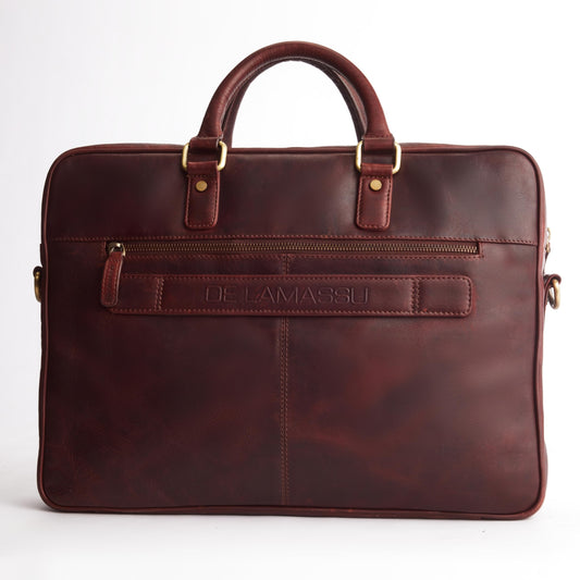 The LAMASSU® (Orion) premium genuine leather laptop bag, 41 × 30 × 7.5 cm, padded 16-inch laptop compartment