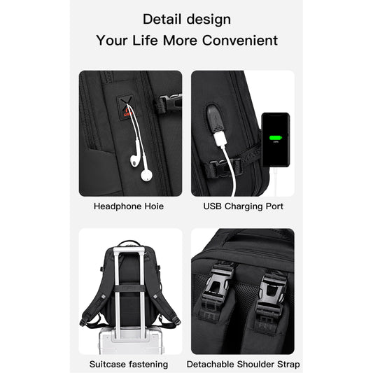 DE LAMASSU® (Cameron) 3-in-1 Laptoprugzak 17,3 Inch – Rugzak, Aktetas & Handtas – 37 Liter – Met USB-poort, Nat/Droogvak & Trolleyband