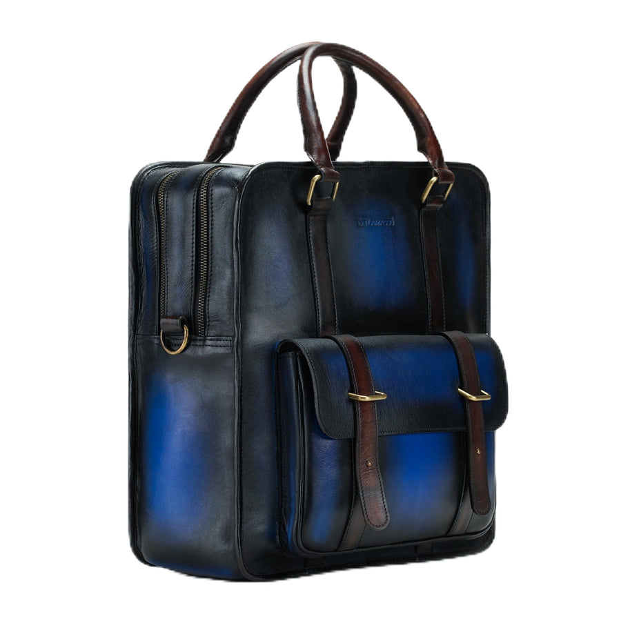 Mochila 2 en 1 THE LAMASSU® (Lysander) & Bolso de hombro de cuero genuino – Bolso de negocios para portátil de 15,6 pulgadas, unisex, equipaje de mano, cierre de seguridad & Correas dobles para los hombros – Bolso de cuero