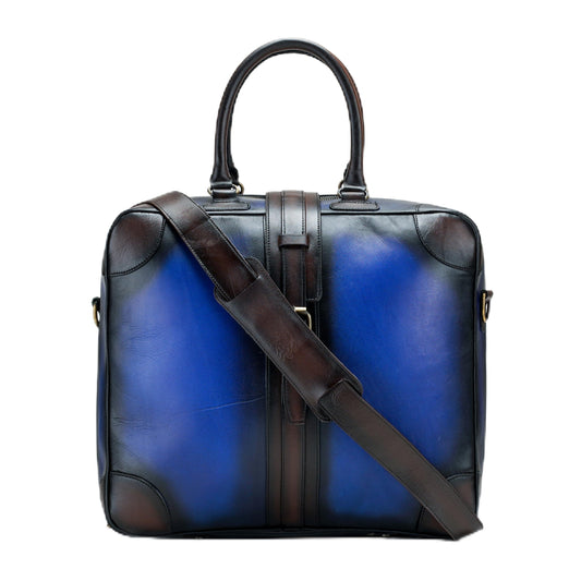THE LAMASSU® (Cassian) Weekender Bag in Cowhide Leather – Business Travel Bag with 180° Opening & Shoulder Strap