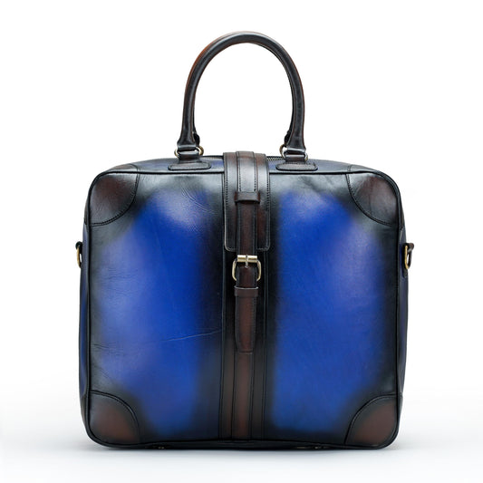 THE LAMASSU® (Cassian) Weekender Bag in Cowhide Leather – Business Travel Bag with 180° Opening & Shoulder Strap
