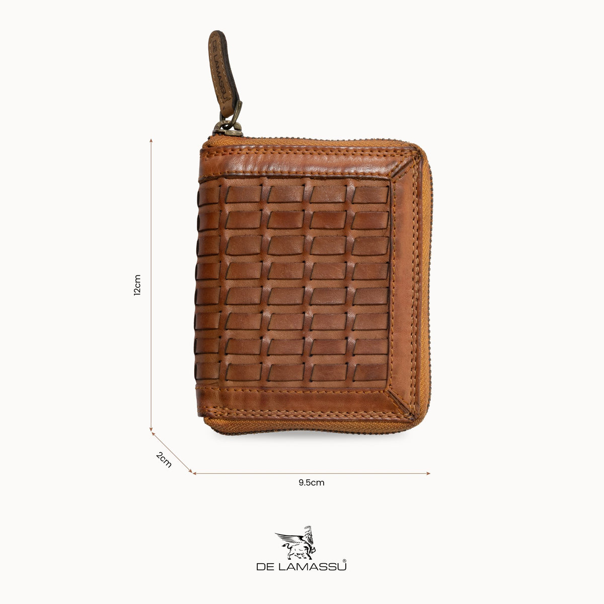 DE LAMASSU Quadro leren portemonnee met rits rondom cognac 3