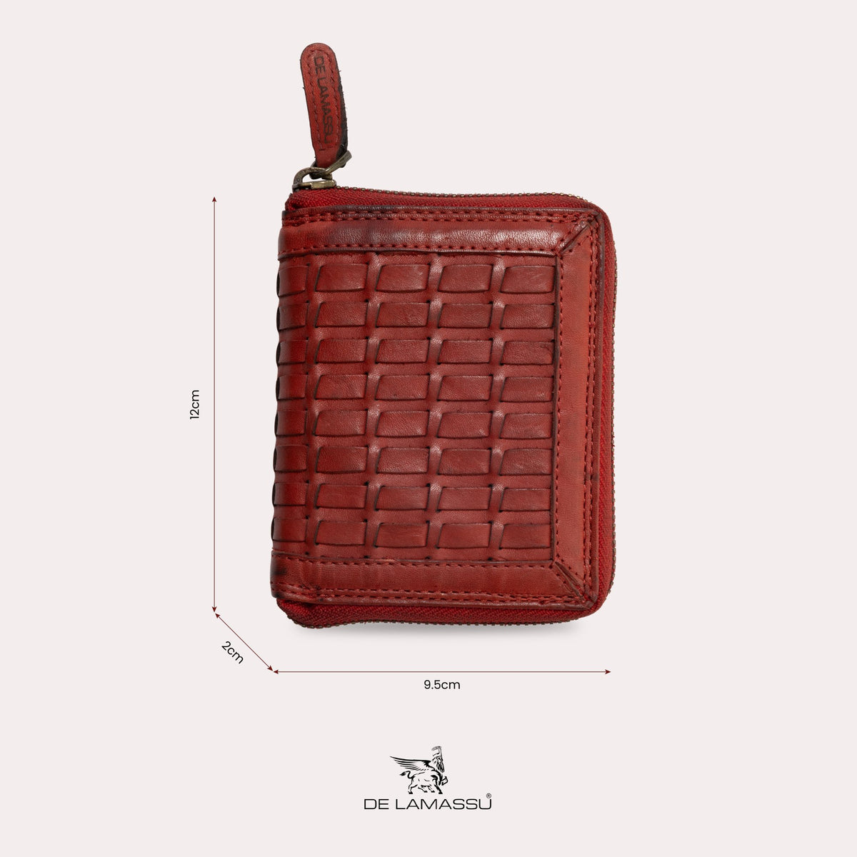 DE LAMASSU Quadro leren portemonnee met rits rondom rood 3