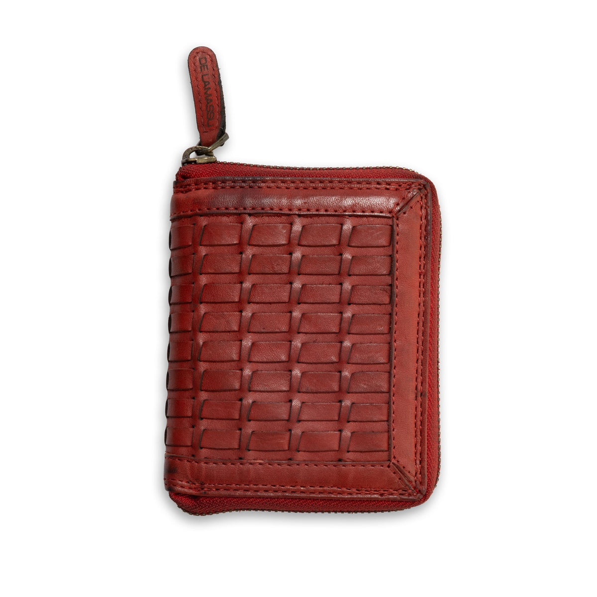 DE LAMASSU Quadro leren portemonnee met rits rondom rood 5