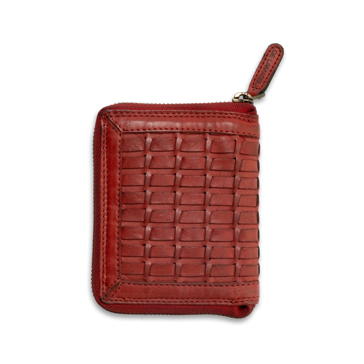 DE LAMASSU Quadro leren portemonnee met rits rondom rood 6