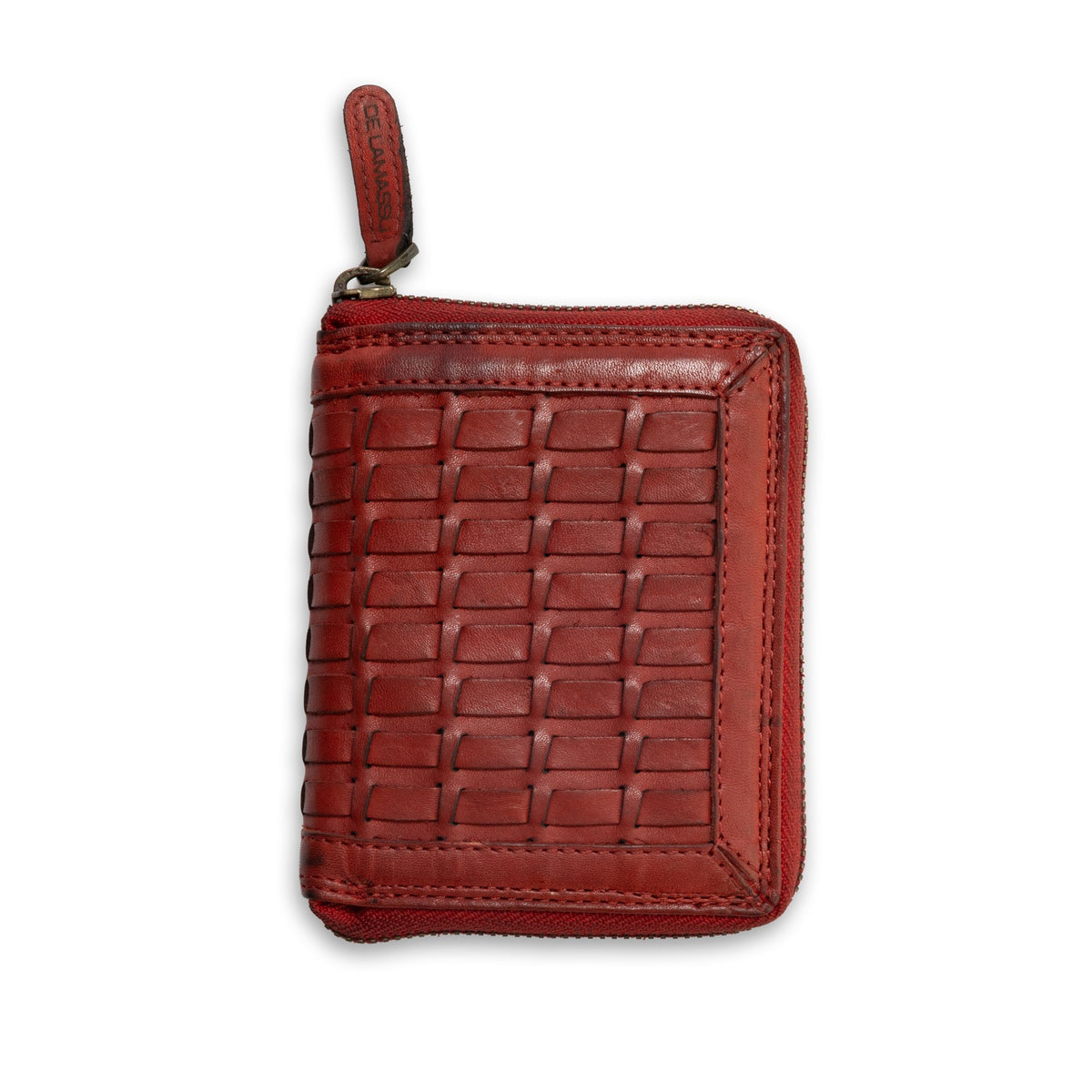 DE LAMASSU Quadro leren portemonnee met rits rondom rood