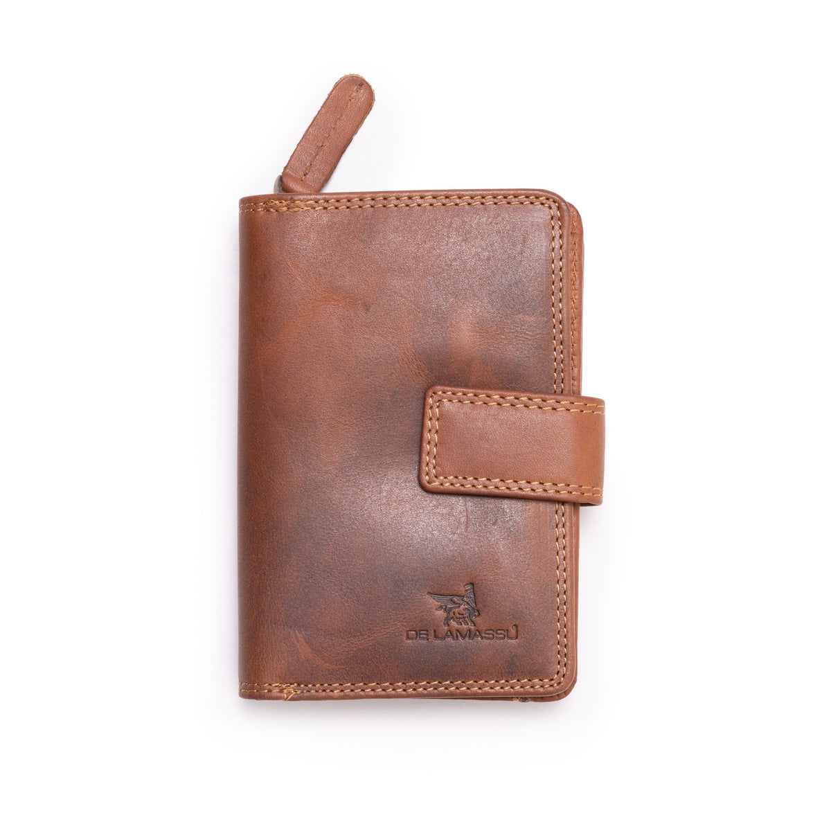 DE LAMASSU Libretto portemonnee cognac 4