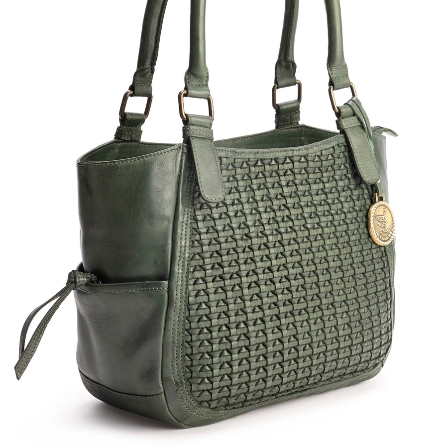 DE LAMASSU® (Trama) gevlochten leren handtas met 2 hengsels