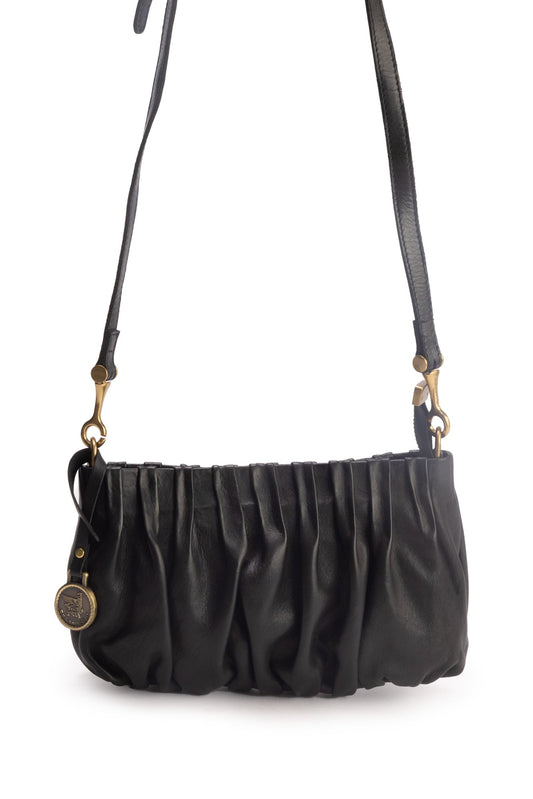 DE LAMASSU® (Piega) geplooide leren crossbodytas
