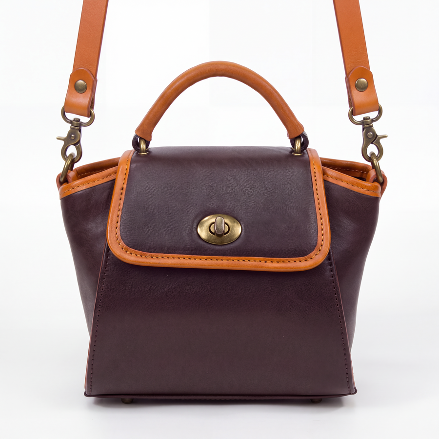 DE LAMASSU® (Serra) leren handtas met draaisluiting en schouderband – Limited Edition